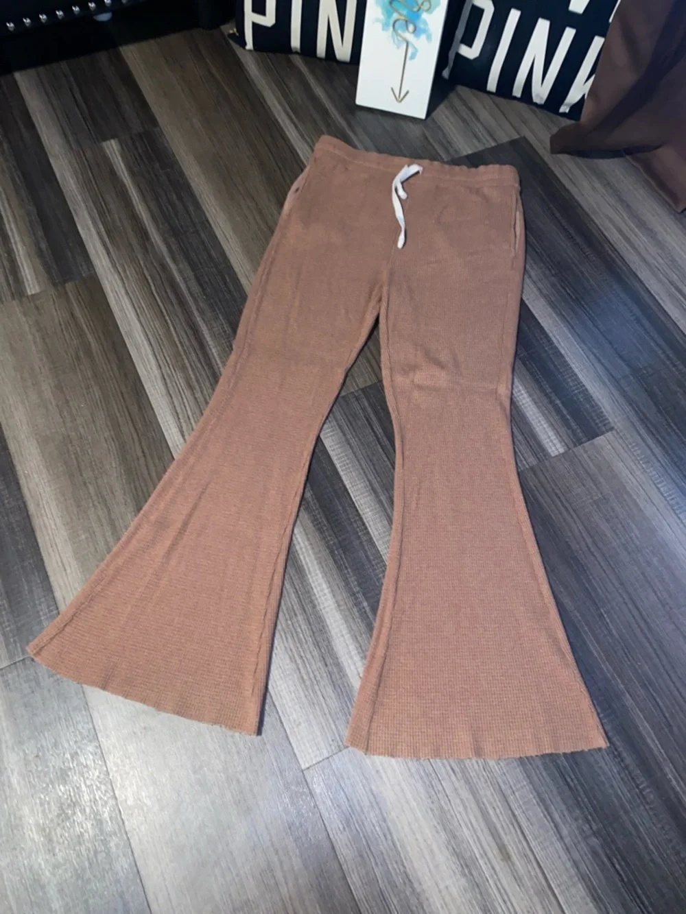 American Eagle Brown Knit Flared Sweatpants - Picture 1 of 9